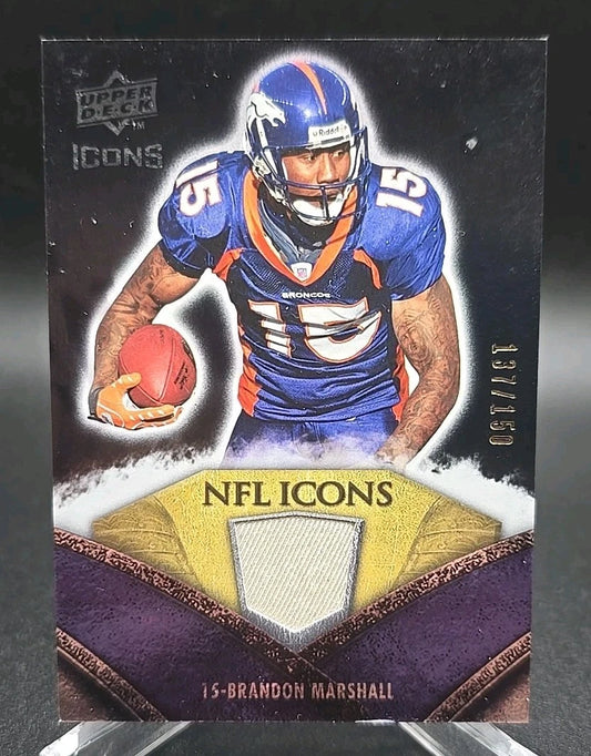 BRANDON MARSHALL 2008 UPPER DECK ICONS NFL ICONS GAME-USED JERSEY CARD /150 NFL3
