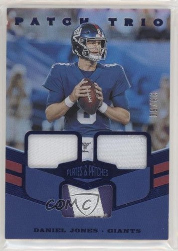 2019 Panini Plates & Patches Trio Blue /50 Daniel Jones #PT-DJO Rookie Patch RC
